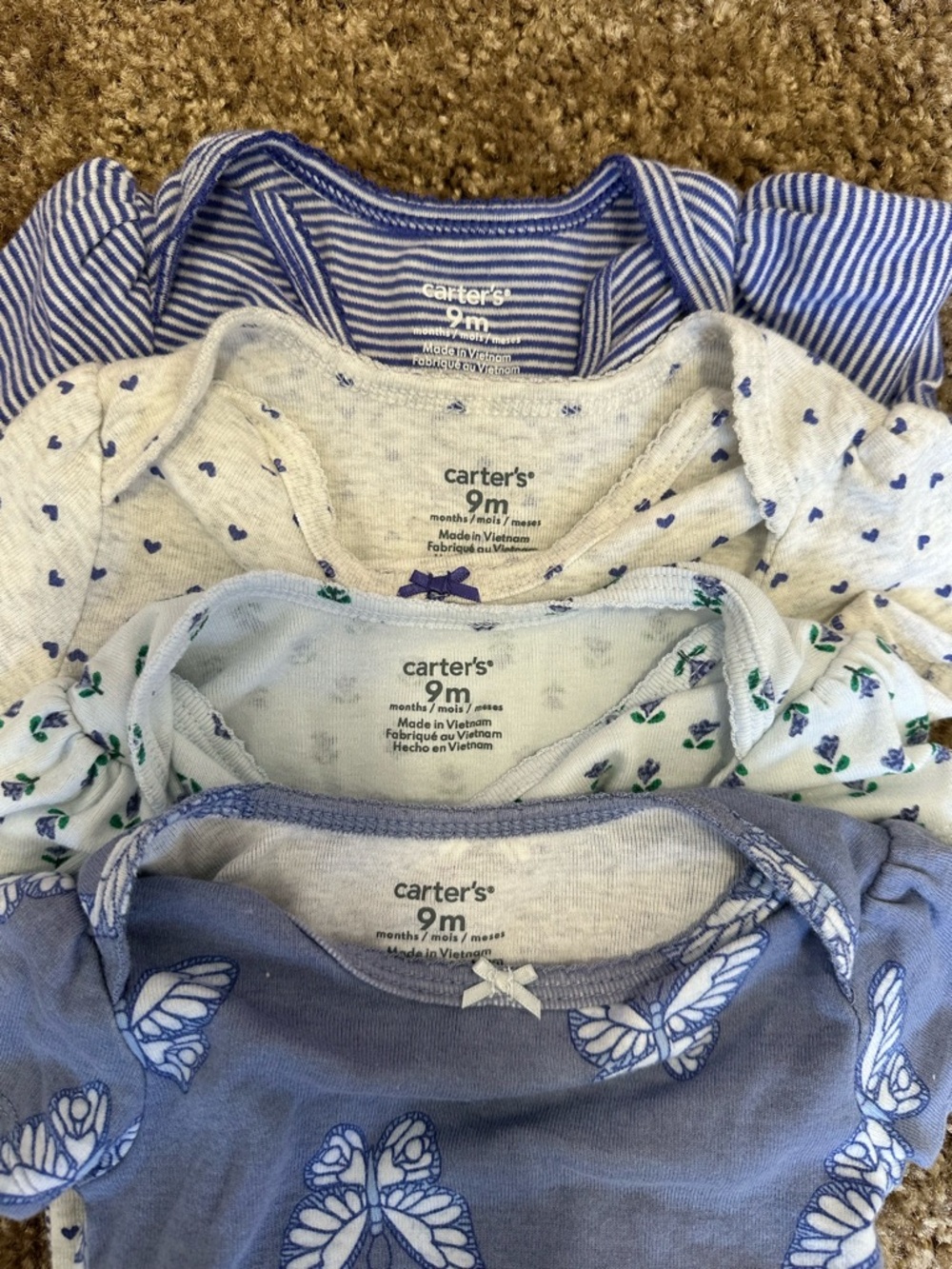 Carters Baby Girls Blue Mix Short-Sleeve One-Piece Bodysuit Set - Picture 4 of 4